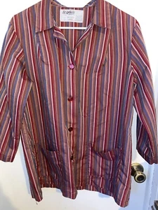 Vintage Angelica Uniform Group Long Sleeve Striped Button Up - Picture 1 of 4