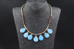 Afghan Alpaka Blau Emaille Halskette, Bauchtanz Tribal Halskette, Kuchi Halskette - Bild 1 von 8