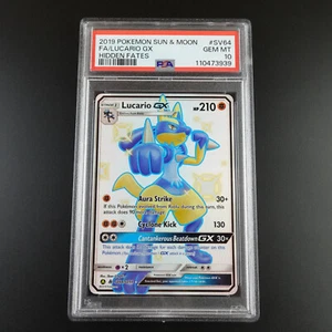 PSA 10 Lucario GX SV64/SV94 Hidden Fates Full Art Holo Pokemon Karte - Bild 1 von 3