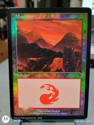 MTG FOIL Mountain #345 Invasion Magic the Gathering Card LP Ex Condition  - Image 1 of 2