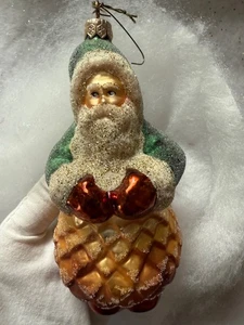 De colección Departamento 56 Papá Noel en cono de pino vidrio cuentas adorno de Navidad verde rústicoB - Imagen 1 de 8