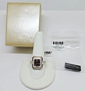 JTV Bella Luce Sterling Silver Mocha Champagne White Cluster Halo Ring ~ Size 10 - Picture 1 of 14