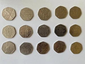 50p coin x15 Joblot All Different. Commemorative(10) & Peter Rabbit(5) - Picture 1 of 2