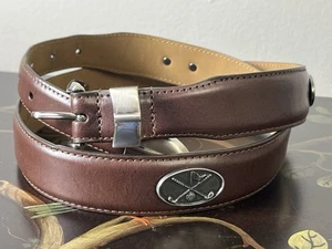 Echtleder Golf Gürtel braun mit silberfarbenen Medaillons Golf Herren Gr. 38 NEU - Bild 1 von 10