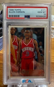 1996 Topps #171 Allen Iverson Rookie RC PSA 10 RY - Bild 1 von 2