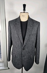 Giacca tweed uomo Marks & Spencer Moon UK 42 lunga blazer nero antracite grande - Foto 1 di 18