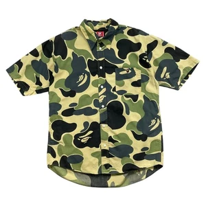 VTG A BATHING APE BAPE CAMO BUTTON SHIRT SIZE L MADE IN JAPAN ROBIN WILLIAMS - Picture 1 of 6