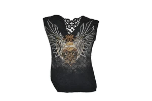 Harley-Davidson Women's Black Embellished Wings Sleeveless Top Size S - Picture 1 of 8