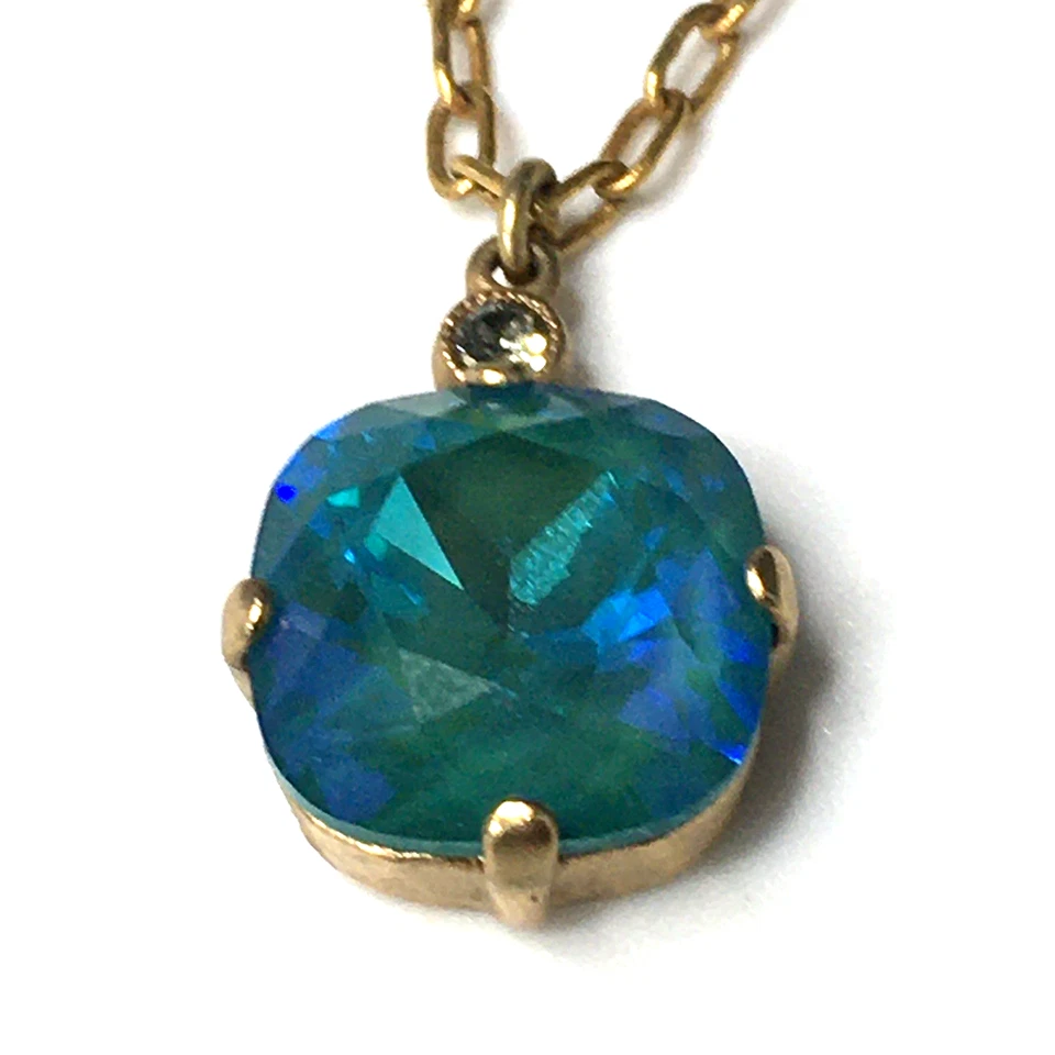 Collar Colgante Catherine Popesco Cristal Azul Tono Dorado 18" Foto 1 de 4