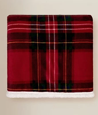 RED CHECK SHERPA FLEECE THROW BLANKET 120x150cm Christmas Gift - Image 1 of 3