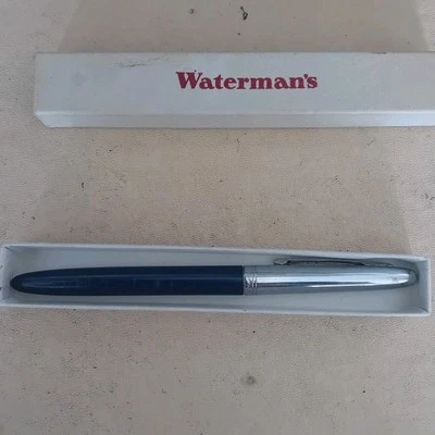 Vintage Waterman`s Chrome & Black Fountain pen 14k Nib Boxed made in England - Image 1 of 4