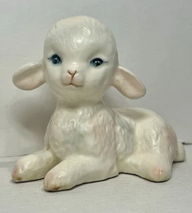 Vintage Lefton Lamm Keramik Figur, Japan, 50er Jahre, 3" groß mit Etikett - Bild 1 von 8