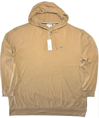 LACOSTE Mens Big Tall Lightweight Hooded T Shirt Hoodie Brown 5XLB (MSRP $110) - Image 1 of 3
