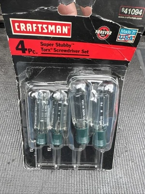 Sears Craftsman USA Nos Rare 4PC Super Stubby Torx Set 41094 Pratt Read Green Hd - Image 1 of 4