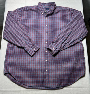 Camisa Polo Ralph Lauren Franela Para Hombres 2XB Grande Pequeña Cuadros Gris Rojo - Imagen 1 de 5