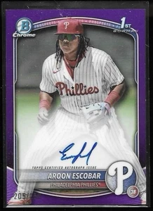 2025 Bowman Chrome Prospect Auto 1st Aroon Escobar #CPA-AE Purple Refractor /250 - Picture 1 of 2