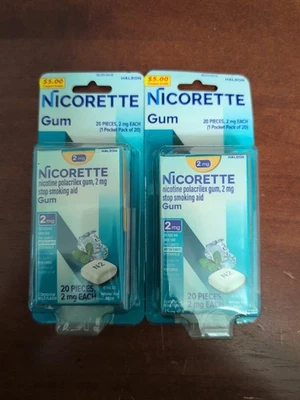 Goma recubierta Nicorette White Ice Mint 2 mg 2X20 = 40 piezas (paquete nuevo) Foto 1 de 2