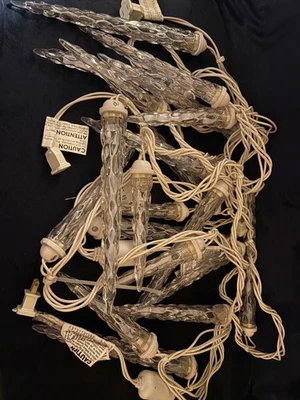 2 Set Gemmy LED Lightshow 10 Falling Shooting Star White Christmas Icicle Lights - Image 1 of 4