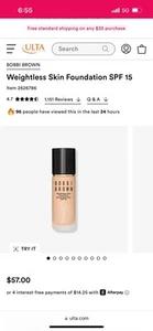 Bobbi Brown Skin Long-Wear Weightless Foundation SPF 15 – N-070 Neutral Golden - Picture 1 of 4