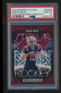 2024 ROOKIES & STARS STELLAR ROOKIES LONGEVITY PSA 10 ROOKIE DRAKE MAYE PATRIOTS - Picture 1 of 1