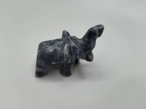 Marmor Stein geschnitzt Elefant Figur grau & weiße Streifen 2"L x 1,5"H - Bild 1 von 8