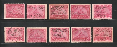 Scott # R164, Used, 2¢ Documentary Battleship, 10 Different Manuscript Cancels - Image 1 of 2