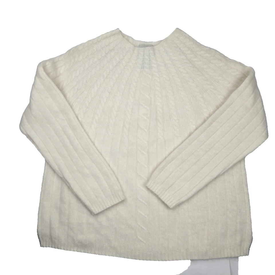 Suéter Pullover Tejido con Cable Lana de Cordero Angora XL Ciervo Blanco Para Mujer Crema-SUAVE Foto 1 de 4