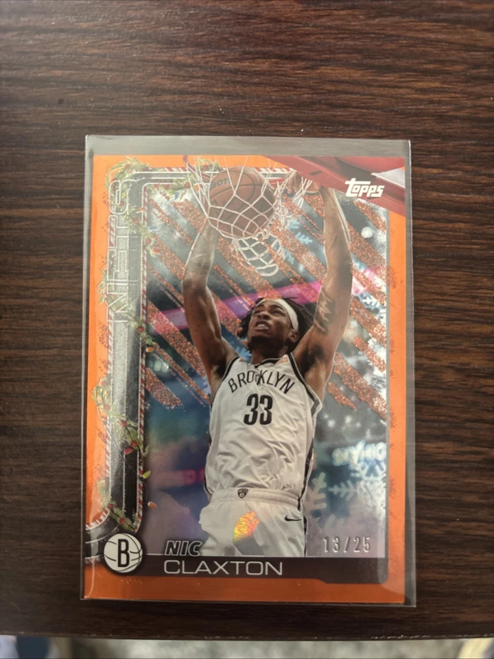 Topps 2025-26 Holiday NBA Nic Claxton Orange Parallel 13/25 Brooklyn Nets H9 - Image 1 of 2