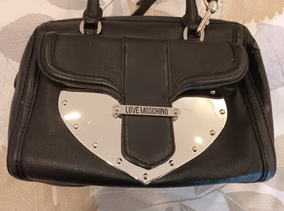 Love Moschino  Boston bag PU polyurethane giant heart buckle age damage - image 1 of 4