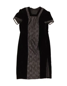 VINTAGE Womens Velvet Sheath Dress UK 12 Medium Black Colourblock AU08 - Picture 1 of 3