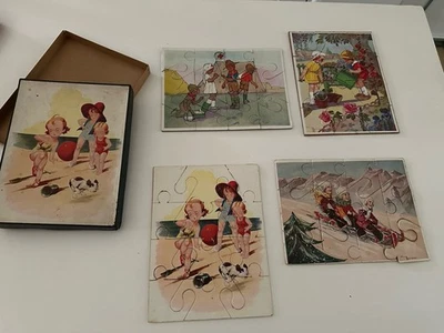 Boite de 4 puzzles anciens carton . Complet, en bel état - Photo 1/4