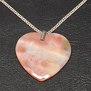 Vintage STERLING SILVER 925 Chain Agate Heart Pendent. 15.446 - Picture 1 of 6