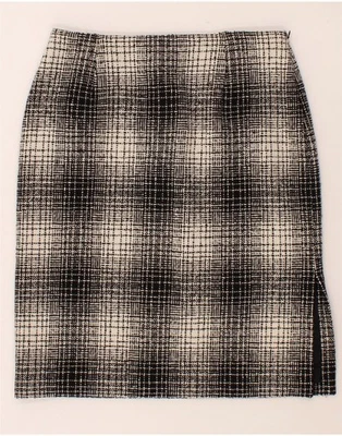 VALERIE STEVENS Womens Midi Skirt US 10 Large W32 Black Check Wool CP60 - Image 1 of 3