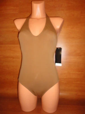 Maiô feminino IT Figures marrom sólido halter peça única tamanho 10 - Imagem 1 de 2