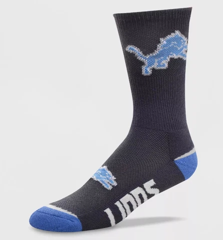 Detroit Lions Football Flex Top Charcoal Deuce Crew Socks Cover
