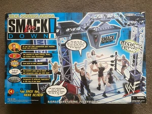 WWF Jakks Smackdown Real Sounds Arena Wrestling Figure Set Ring Rare WWE 2000 - Picture 1 of 5