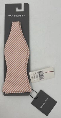 Pajarita ajustable Van Heusen naranja blanco a rayas M Preppy NUEVA EN CAJA NUEVA EN PAQUETE Foto 1 de 4