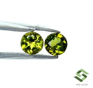 4 mm Natural Green Tourmaline Round Cut Pair 0.54 Cts Calibrated Loose Gemstone - Picture 1 of 7