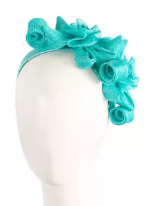 Exclusive aqua sinamay fascinator by Max Alexander 100% Australian Seller - Foto 1 di 5