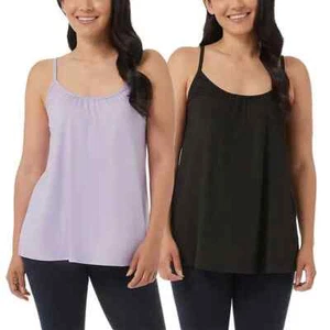 Neu mit Etikett 32 Degrees Damen 2er-Pack BH-Top Cami schwarz/lila Größe S $ 60 FLD220 - Bild 1 von 8