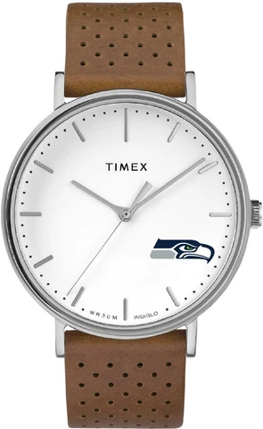 Womens Timex Seattle Seahawks Watch Bright Whites Leather Cover