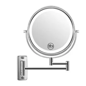 Tileon Bathroom Makeup Mirror 8" Small Round 10X Magnifying 2-Sided In Chrome - Picture 1 of 7