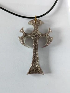 New Handmade Resin Goth Cross 16" Necklace - Picture 1 of 5