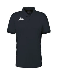 Kappa Mens Deggiano Performance Soccer Black/Grey Polo Shirt - Picture 1 of 2