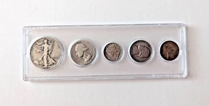 1938 U.S Circulated 5 Coin Set - Walking Liberty, Mercury Head / Winged Liberty - Picture 1 of 2