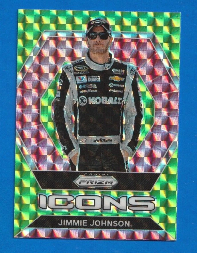 2022 Panini Prizm Racing JIMMIE JOHNSON ICONS GREEN REACTIVE PRIZM #82 NASCAR - Image 1 of 1