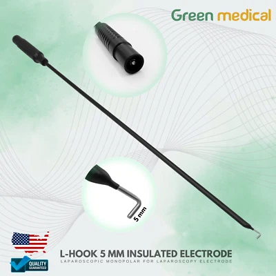 Electrodo aislante monopolar laparoscópico L-Hook 5 mm para electrodo laparoscopia Foto 1 de 3