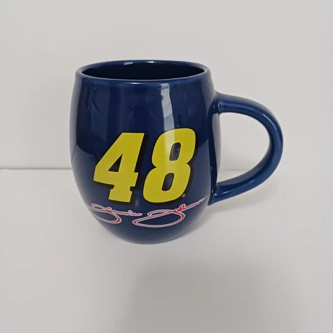 Jimmie Johnson Signature NASCAR Coffee Mug Blue Cover