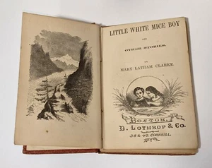 Little White Mice Boy 1870 Leather HB ILLUS Mary Latham Clark ANTIQUE FAIRY BOOK - Foto 1 di 7