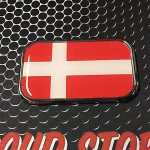 Denmark Domed CHROME Emblem Proud USA Flag Car sticker 3D 3"x 1.8" Copenhagen - Imagen 1 de 6